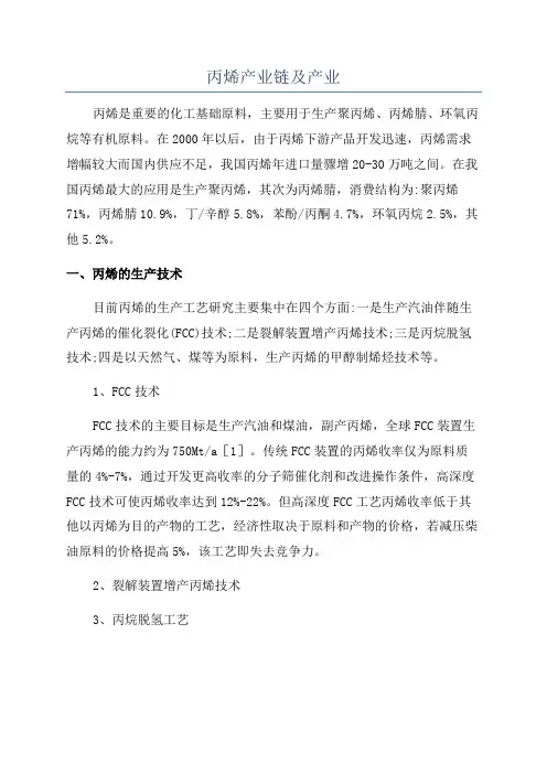 丙烯产业链及产业