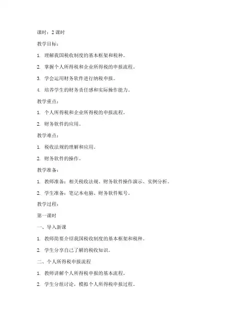 财务课程报税教案模板范文