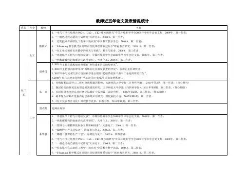 教师近五年论文发表情况统计