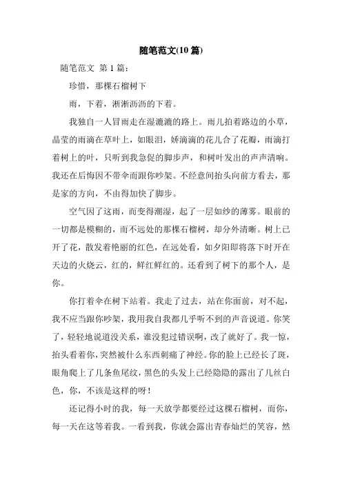 新整理随笔范文(10篇)