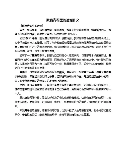 致我青春里的遗憾作文