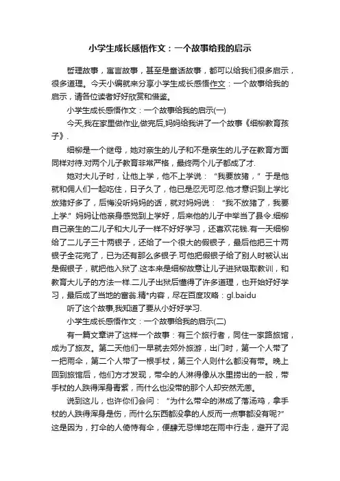 小学生成长感悟作文：一个故事给我的启示
