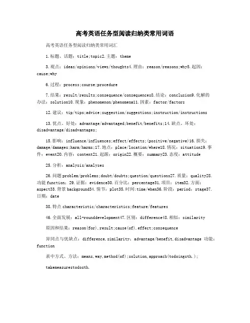 高考英语任务型阅读归纳类常用词语