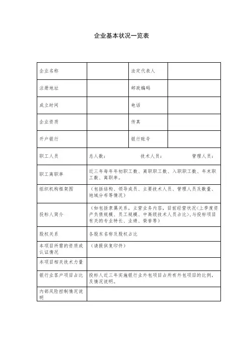 企业基本状况一览表