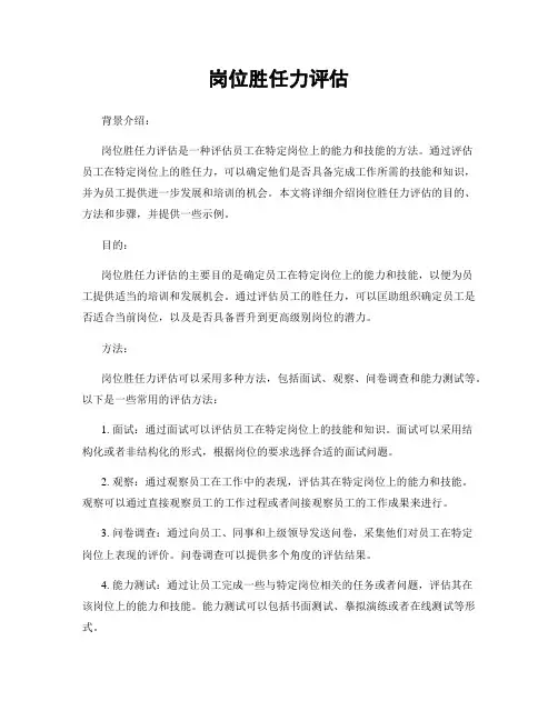 岗位胜任力评估