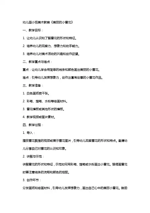 幼儿园小班美术教案《美丽的小雪花》