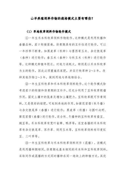 山羊养殖饲料作物的栽培模式主要有哪些？