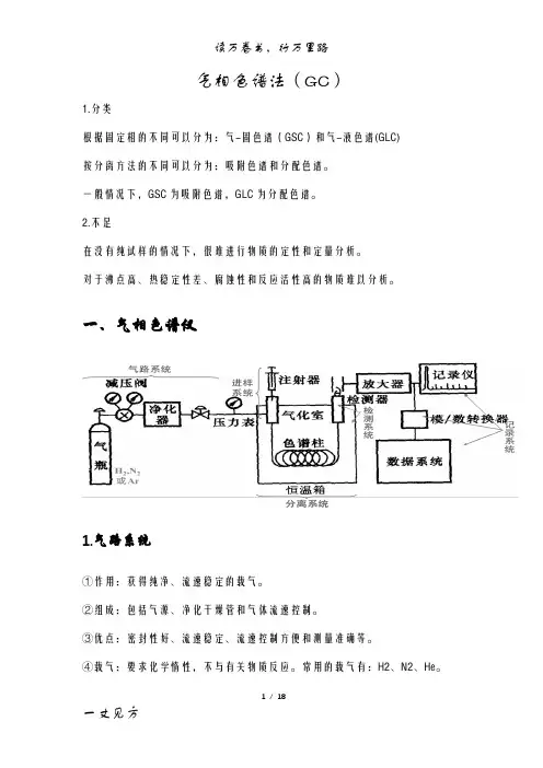 气相色谱法笔记重点提纲