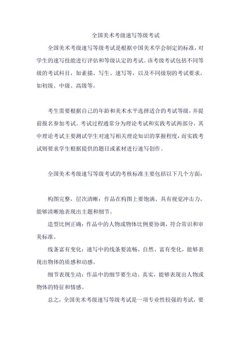 全国美术考级速写等级考试