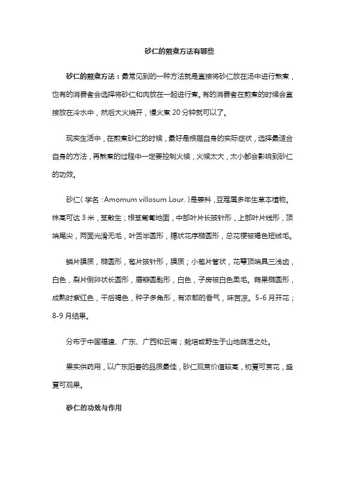 砂仁的煎煮方法