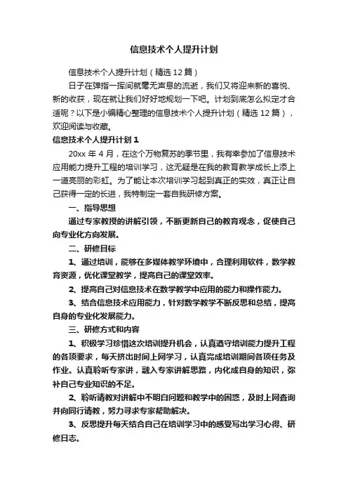 信息技术个人提升计划