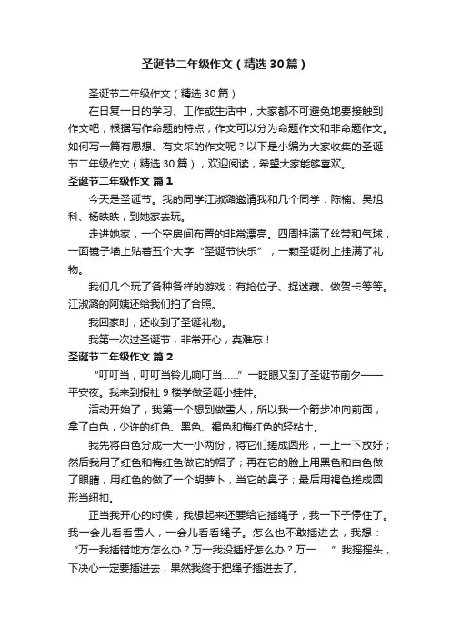 圣诞节二年级作文（精选30篇）