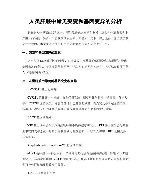 人类肝脏中常见突变和基因变异的分析