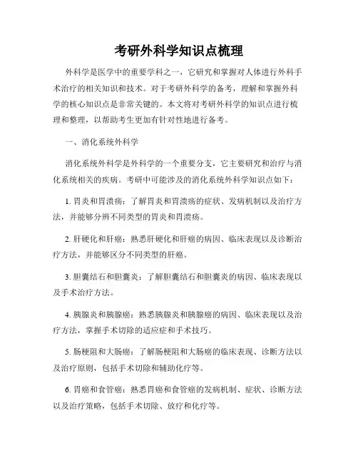 考研外科学知识点梳理
