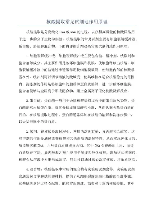 核酸提取常见试剂地作用原理