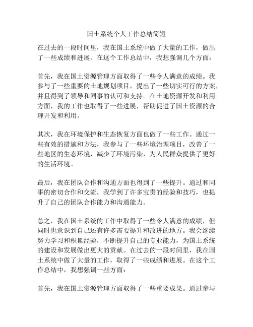 国土系统个人工作总结简短