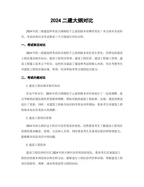 2024二建大纲对比
