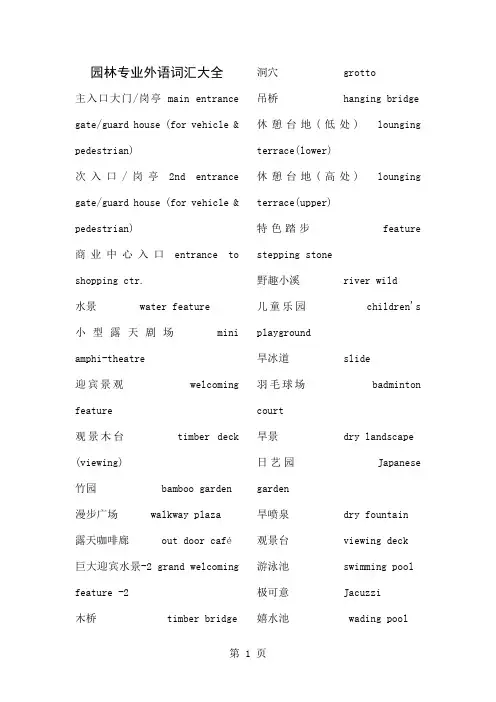 园林景观专业英语词汇大全精品建筑资料共44页