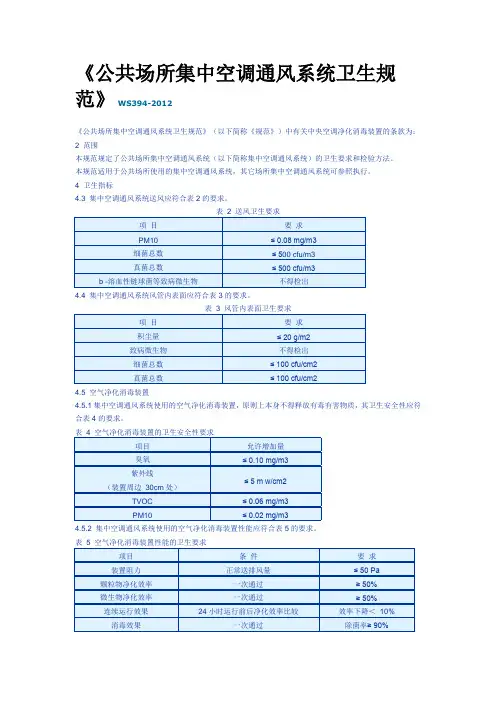 《公共场所集中空调通风系统卫生规范》