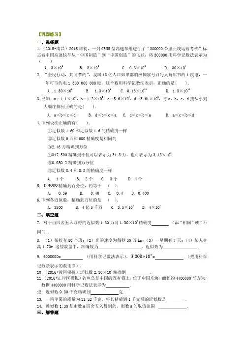 科学记数法与近似数  巩固练习含答案