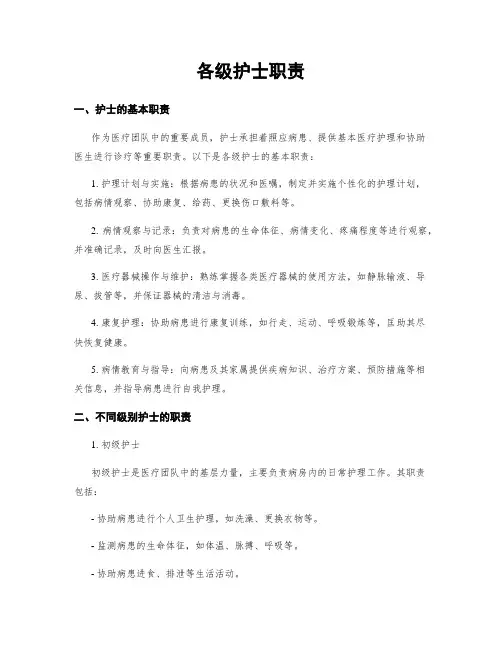 各级护士职责