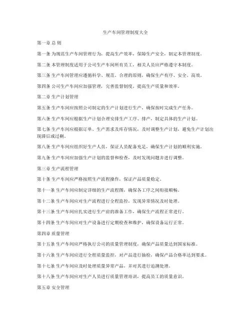 生产车间管理制度大全