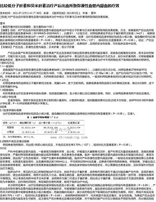 比较低分子肝素和贝米肝素治疗产后出血所致弥漫性血管内凝血的疗效