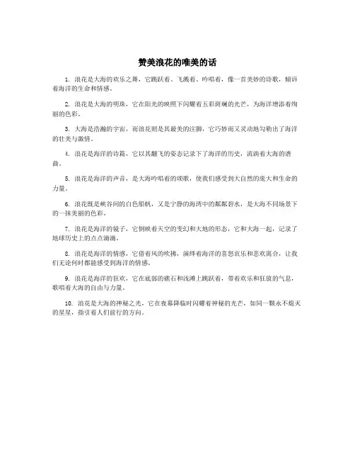赞美浪花的唯美的话
