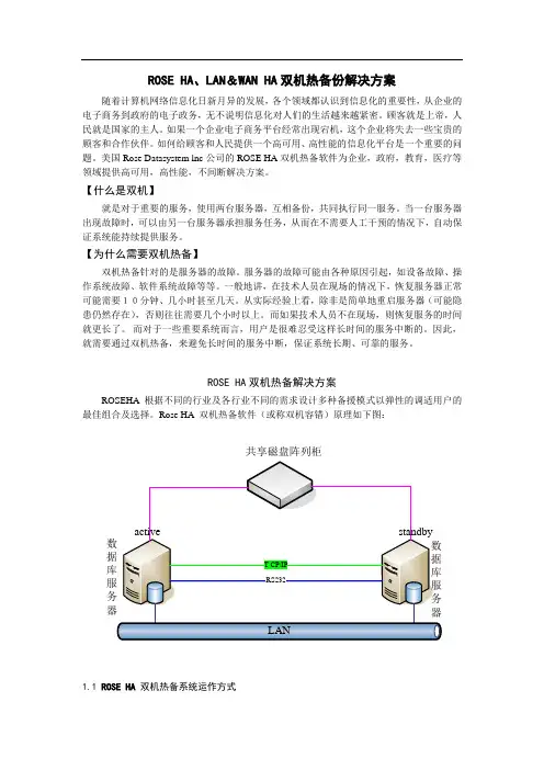ROSE HA双机热备份解决方案