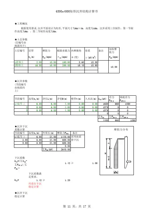 4矩形沉井设计计算(计算优化)