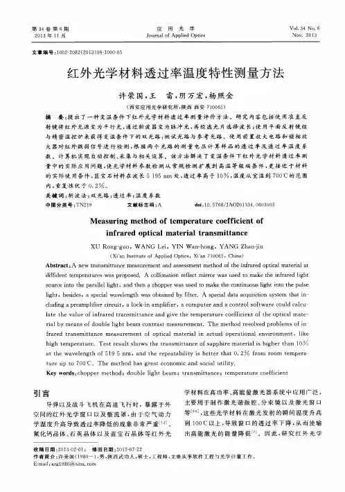 红外光学材料透过率温度特性测量方法