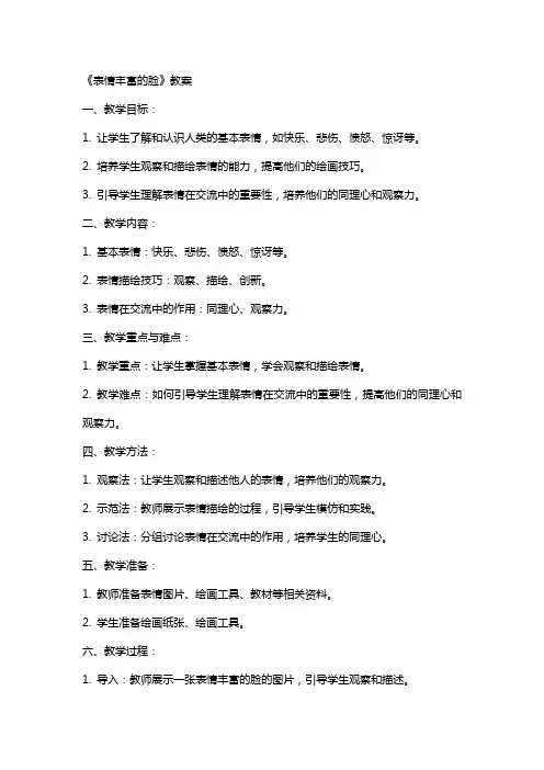 《表情丰富的脸》教案
