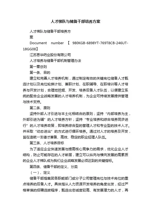 人才梯队与储备干部培养方案