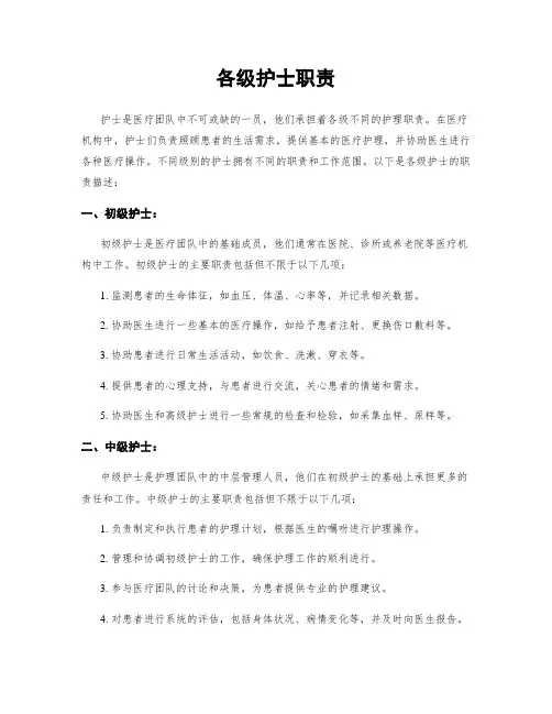 各级护士职责