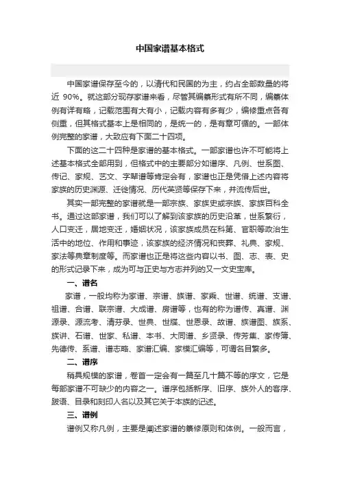 中国家谱基本格式
