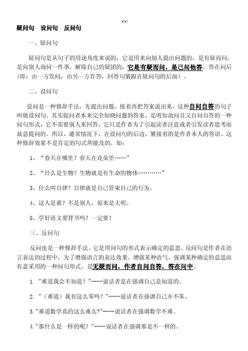 疑问句、反问句、设问句型讲解