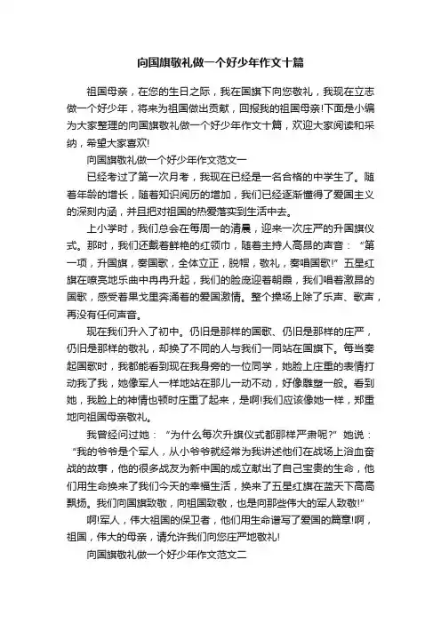 向国旗敬礼做一个好少年作文十篇
