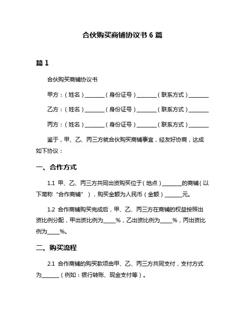 合伙购买商铺协议书6篇