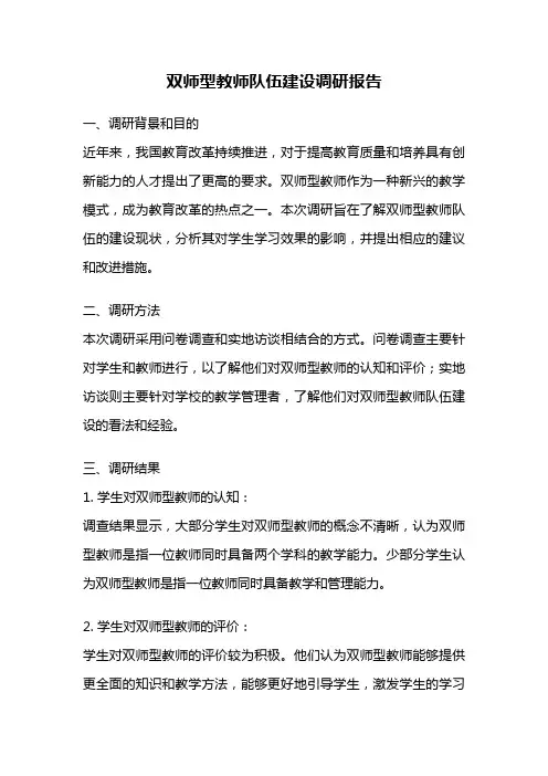 双师型教师队伍建设调研报告
