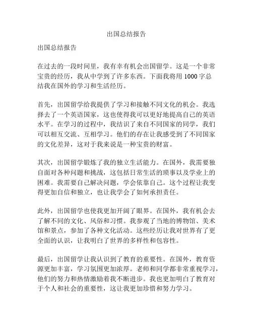 出国总结报告