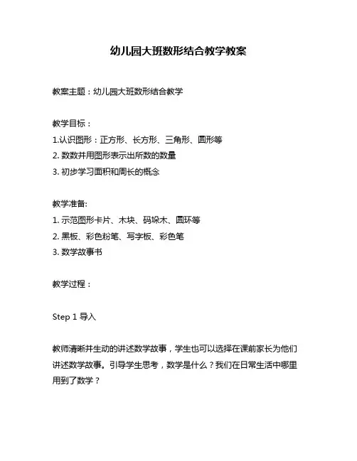 幼儿园大班数形结合教学教案