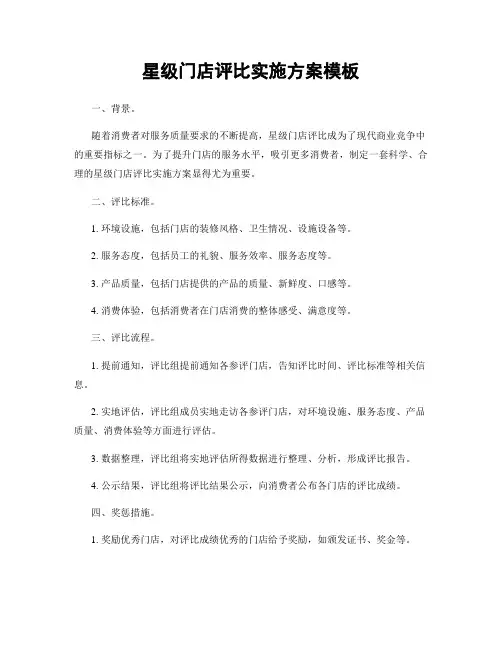 星级门店评比实施方案模板