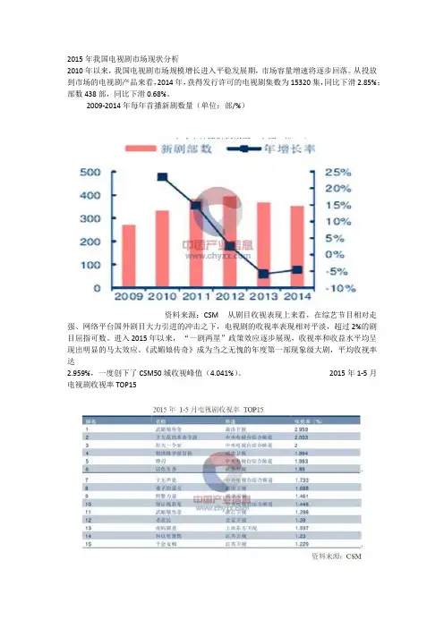 2015年我国电视剧市场分析