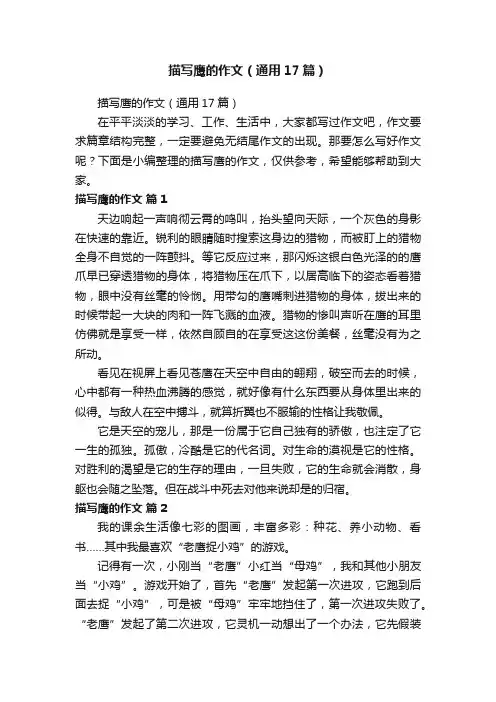 描写鹰的作文（通用17篇）