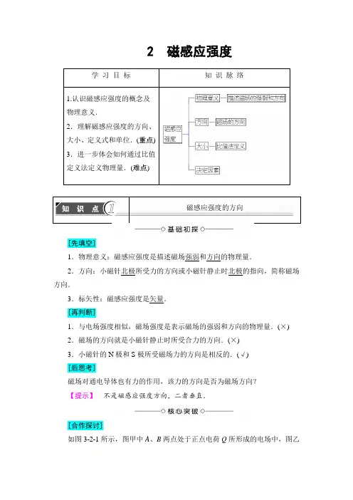 【高中物理】高中物理(人教版)选修3-1同步教师用书： 第3章 2 磁感应强度