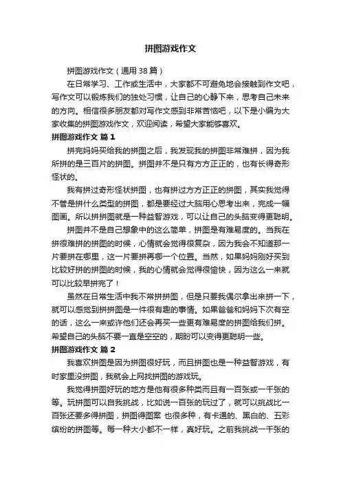 拼图游戏作文（通用38篇）