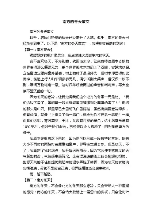 南方的冬天散文