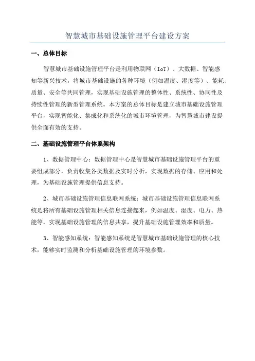 智慧城市基础设施管理平台建设方案