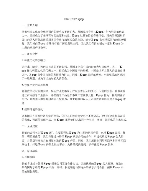 创业计划书kpop
