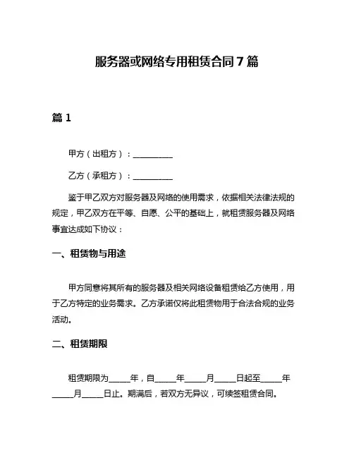 服务器或网络专用租赁合同7篇